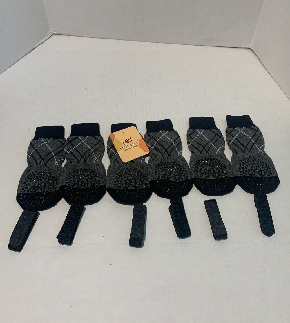 BEAUTYZOO Lot Of 3 Anti-Slip Dog Socks With Grips Traction Control
